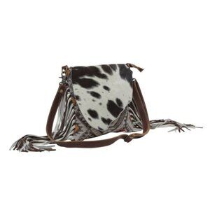 Spotted Velvety Crossbody Bag with Frilled Sides - Concealed Carry